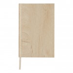 Caderno com capa dura em estampa de madeira A5 folhas com linhas cor castanho-claro terceira vista