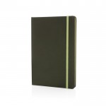 Caderno de materiais reciclados com elástico cor verde-escuro
