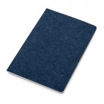Caderno de feltro de materiais reciclados A5 folhas com linhas cor azul segunda vista
