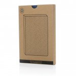Caderno de feltro de materiais reciclados A5 folhas com linhas cor azul vista com caixa