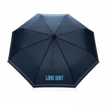 Guarda-chuva com faixa refletora para brindes cor azul-marinho vista com logo