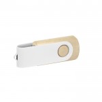 Pen USB de madeira clara com clipe branco