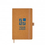 Caderno de couro reciclado, porta-caneta, folhas A5 pautadas vista principal