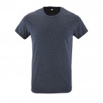T-shirt com gola redonda para publicidade cor azul-escuro mesclado