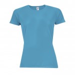T-shirt desportiva de mulher personalizável cor ciano