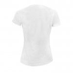 T-shirt desportiva de mulher personalizável cor branco vista posterior
