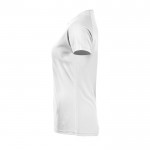 T-shirt desportiva de mulher personalizável cor branco vista da manga