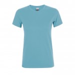 T-shirt de mulher em algodão para empresas cor azul-celeste