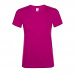 T-shirt de mulher em algodão para empresas cor fúcsia
