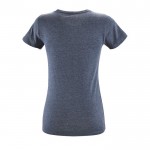 T-shirt de senhora para estampar com logotipo cor azul-escuro mesclado vista posterior