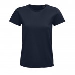 T-shirt eco de mulher em materiais orgânicos cor azul-marinho
