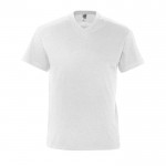 T-shirt básica promocional com decote em V cor cinzento-claro mesclado
