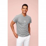 T-shirt básica promocional com decote em V cor cinzento-claro mesclado com logo