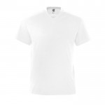 T-shirt básica promocional com decote em V cor branco