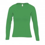 Camisola feminina de manga comprida com logo cor verde