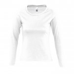 Camisola feminina de manga comprida com logo cor branco