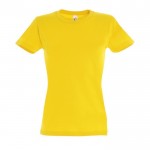 T-shirt de mulher personalizável para brinde cor amarelo-escuro