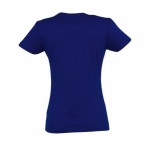 T-shirt de mulher personalizável para brinde cor azul ultramarino vista da manga