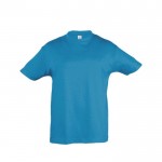 T-shirts básicas infantis para personalizar cor ciano