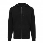 Sweatshirt com fecho de correr de algodão eco 340 g/m2 Iqoniq Abisco cor preto