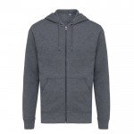 Sweatshirt com fecho de correr de algodão eco 340 g/m2 Iqoniq Abisco cor cinzento mesclado