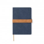 Caderno em tecido reciclado com banda magnética A5 folhas com linhas cor azul-marinho