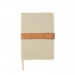 Caderno em tecido reciclado com banda magnética A5 folhas com linhas cor marfim