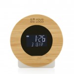 Relógio de secretária redondo de bambu vista principal