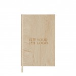 Caderno com capa dura em estampa de madeira A5 folhas com linhas cor castanho-claro vista principal