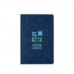 Caderno de feltro de materiais reciclados A5 folhas com linhas cor azul vista principal