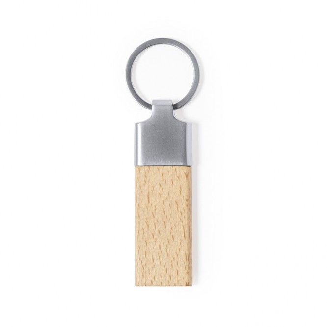 Porta-chaves gravado de metal e madeira