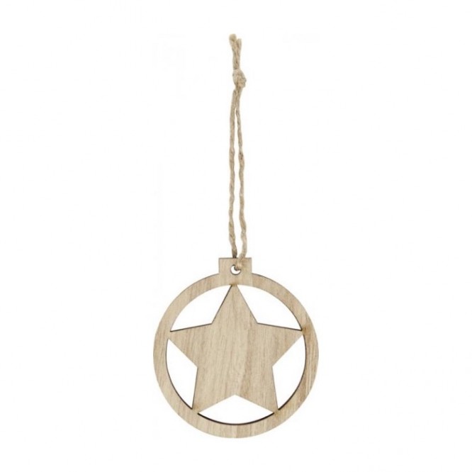 Ornamento de madeira com forma de estrela