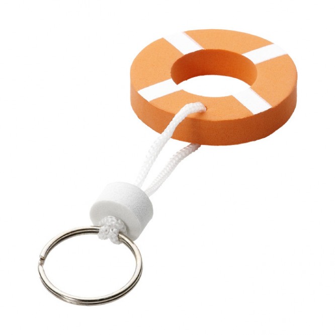 Porta-chaves corporativo com boia salva-vidas cor cor-de-laranja