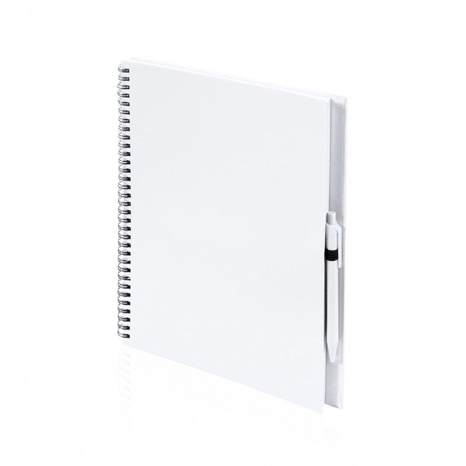 Caderno A4 com argolas e caneta para oferecer cor branco