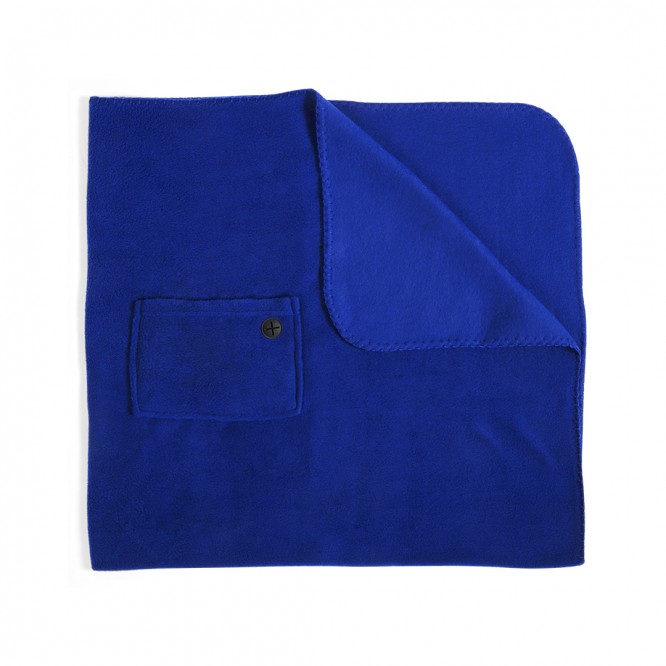 Manta com bolso frontal para brinde 180 gr/m2 cor azul real