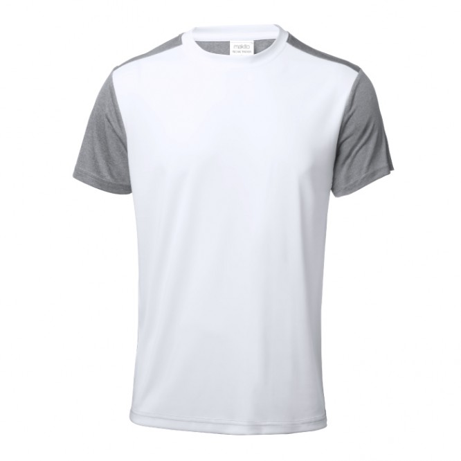 T-shirt técnica personalizável de duas cores cor branco