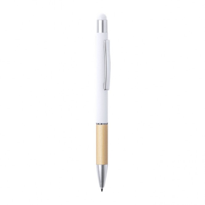 Elegante caneta em alumínio e bambu com logo