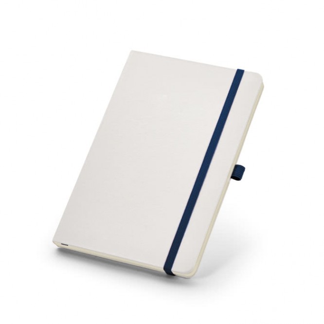 Caderno publicitário A5 com capa branca  cor azul