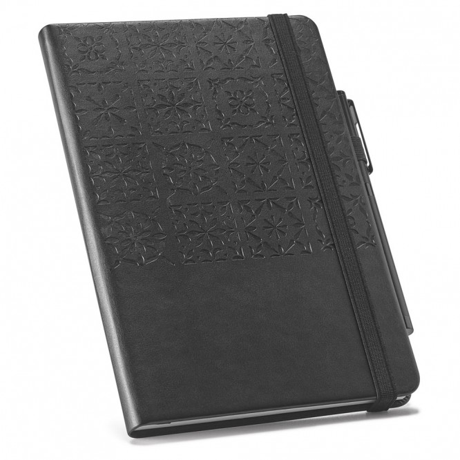 Caderno para empresas inspirado em azulejos cor preto