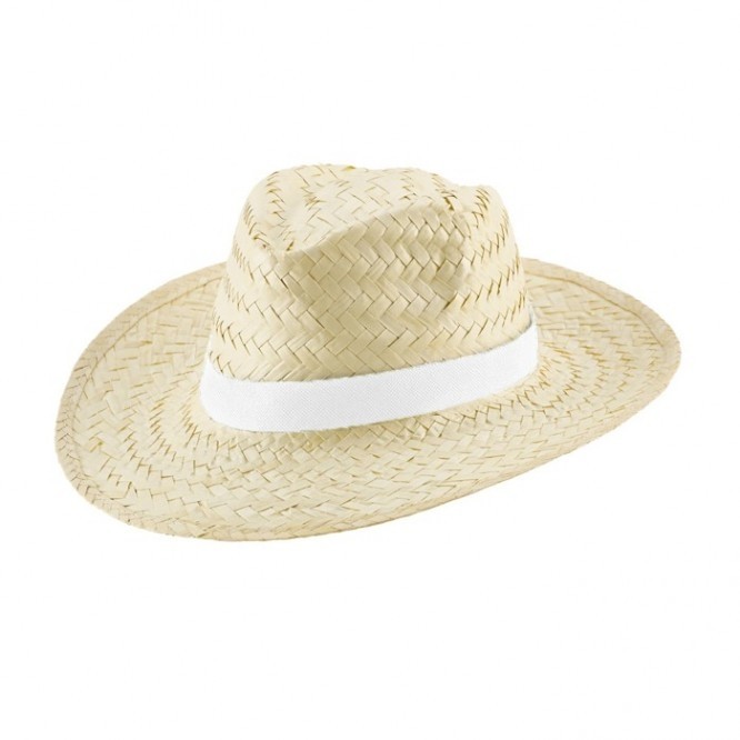 Chapéu com fita branca personalizado