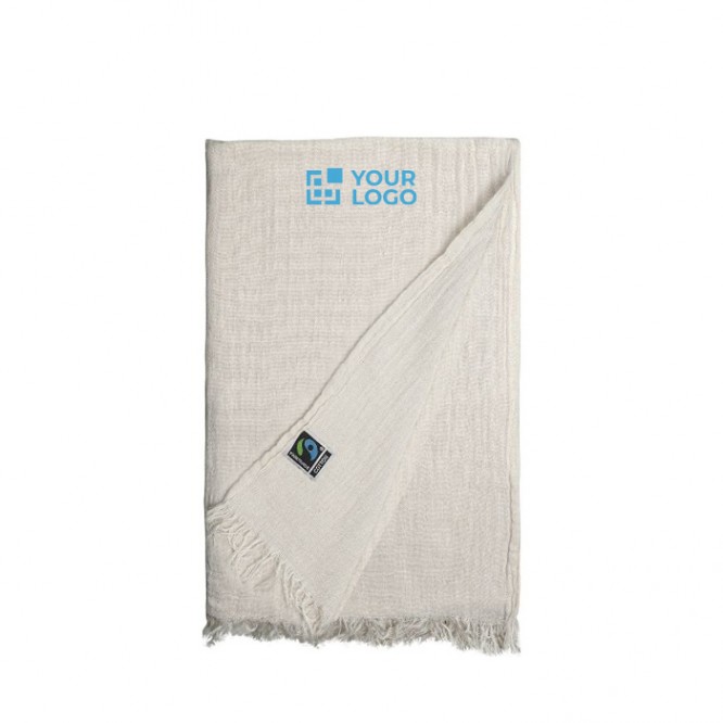 Cachecol de algodão Fairtrade texturizado e franja 85 g/m2