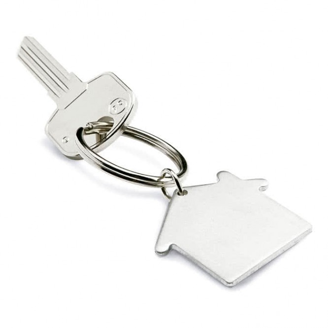 Porta-chaves personalizado com casa cor prateado mate