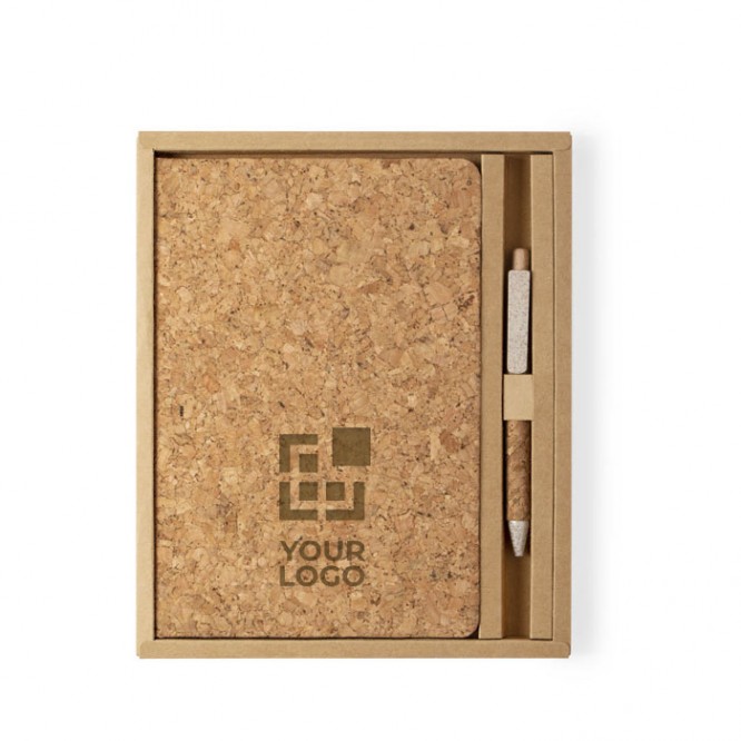 Conjunto sustentável com caderno e caneta em bambu