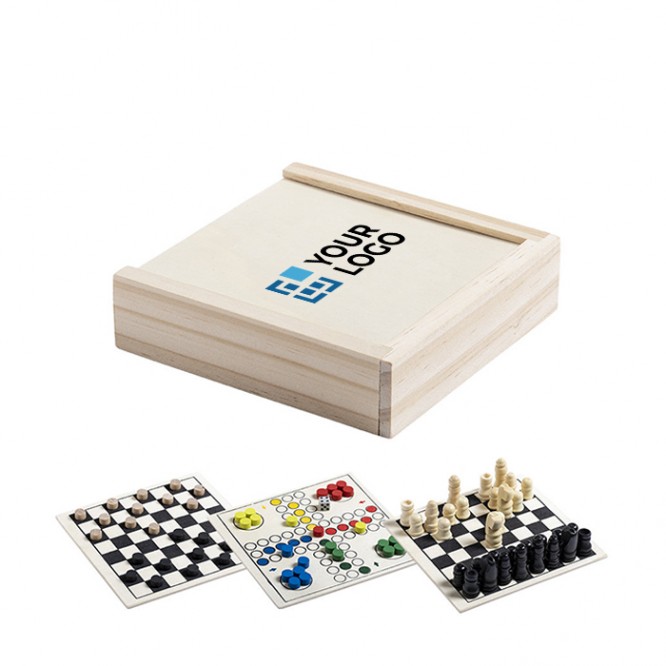 Caixa de madeira personalizável com jogos