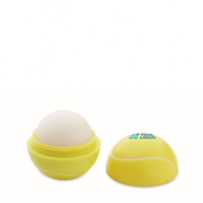 Bálsamo labial de ABS em forma de bola de ténis sabor baunilha SPF10