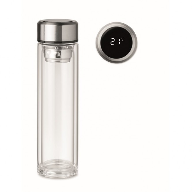 Garrafa de vidro com termómetro para brinde