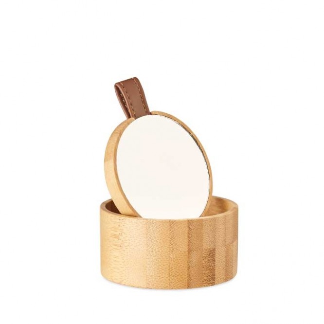 Elegante caixa para joias em bambu com logo cor madeira