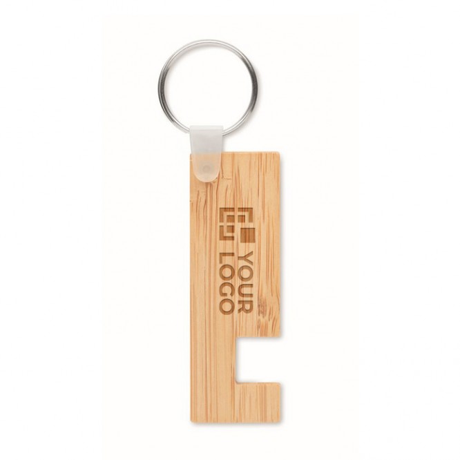 Porta-chaves de bambu com suporte cor madeira primeira vista
