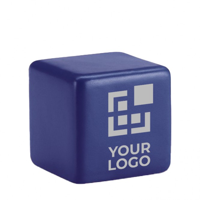 Cubo anti-stress personalizado com logotipo cor azul