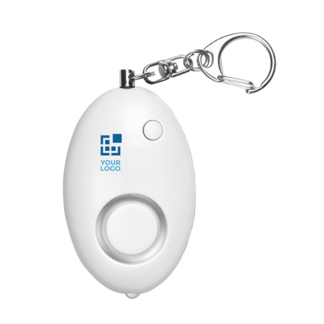 Mini alarme pessoal e porta-chaves cor branco